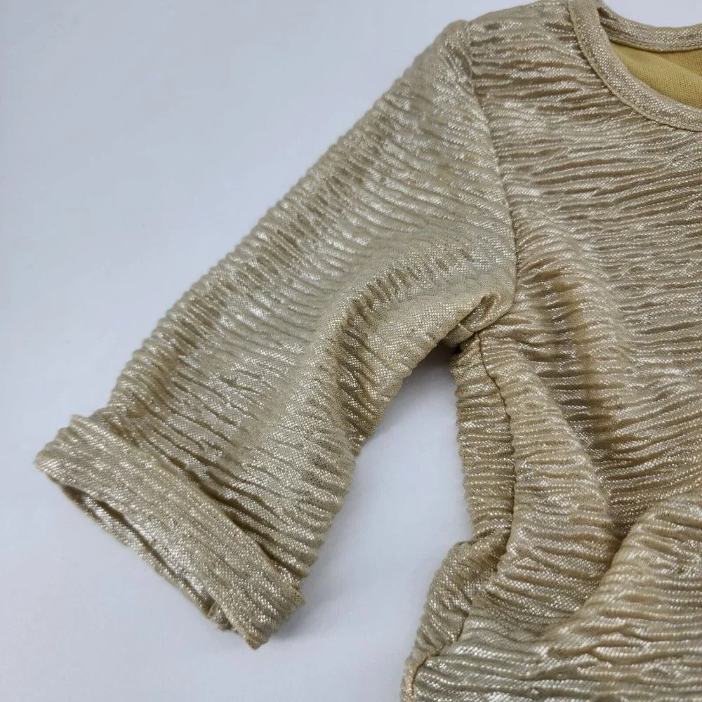 Betsey Johnson Baby Girls 3/4 Sleeve Tiered‎ Dress Blue/Gold Size 12 Months